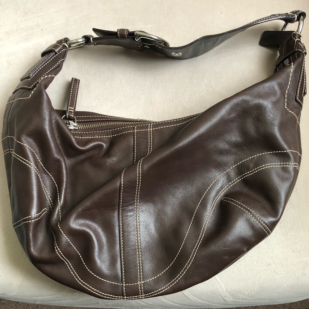 Chocolate brown leather Coach satchel
